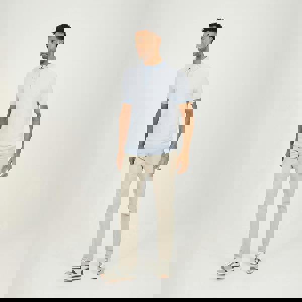 Brave Soul Light Blue Jacquard Polo Shirt - Light Blue Image 3