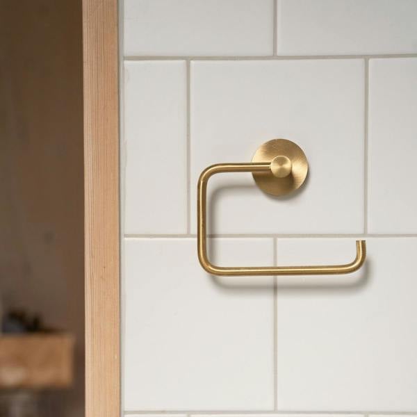 Smedbo Brushed Brass Toilet Roll Holder