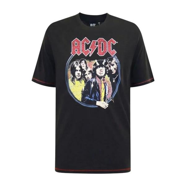 Duke Mens Hugh D555 Highway To Hell AC/DC Crew Neck Kingsize T-Shirt - Washed Black - 