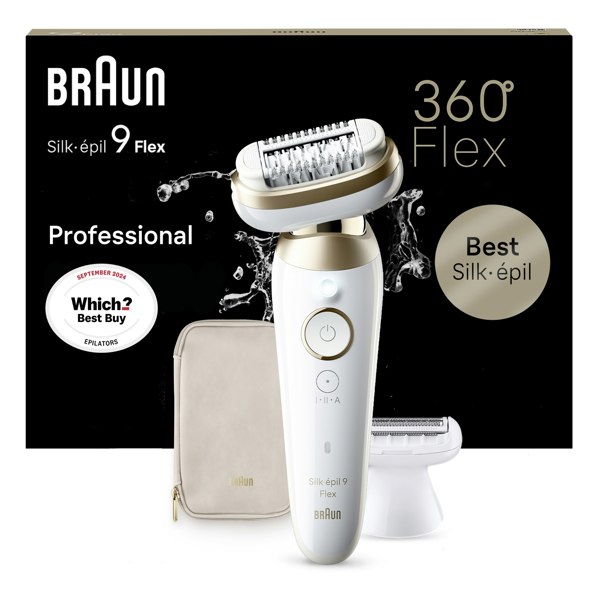 Braun Silk-epil 9 Flex, Epilator For Easy Hair Removal, 9-041 3D - White/Gold