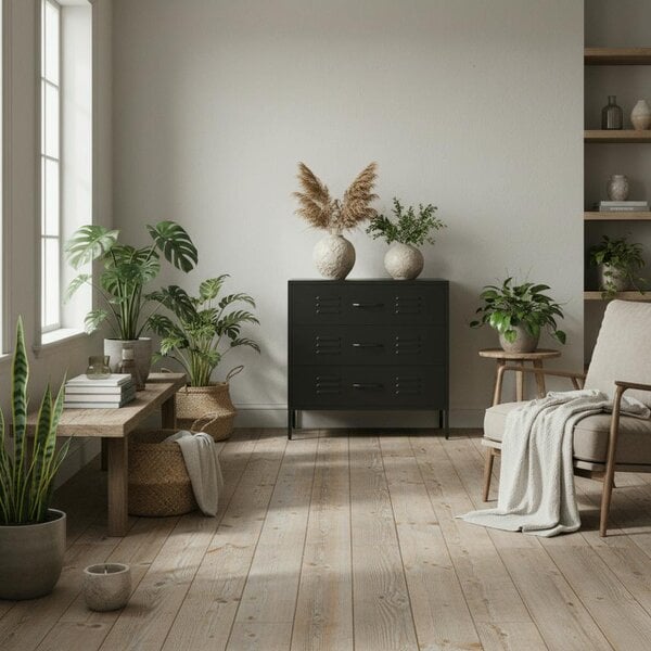 Wyld Haus Flamingo Black Metal Storage Chest 3 Drawers