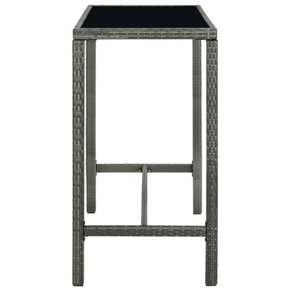 Berkfield Garden Bar Table Grey 130x60x110 cm Poly Rattan and Glass
