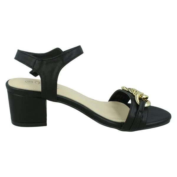 Spot On Ladies Spot On Mid Heel Mule Sandals F12022 - Wide Fit