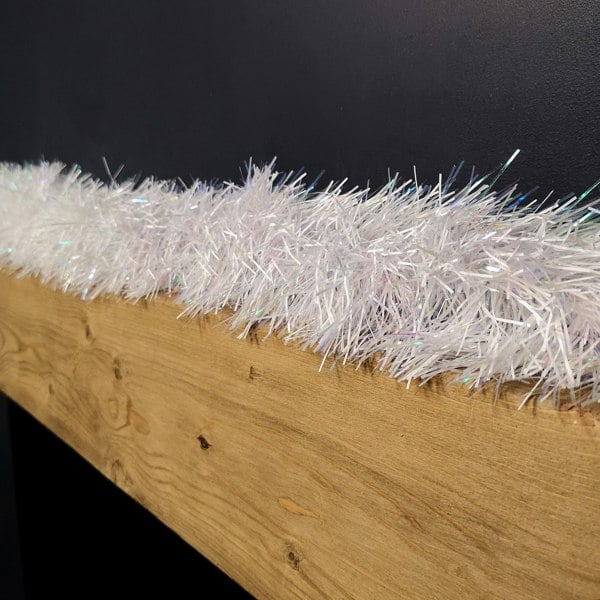 Samuel Alexander 2m x 10cm Festive Tinsel Garland Christmas Tree Decoration Iridescent White