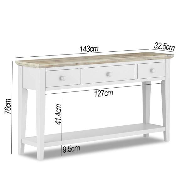 Statement Furniture Florence Console Table with 3 Drawers and Shelf. Hallway Slimline Storage