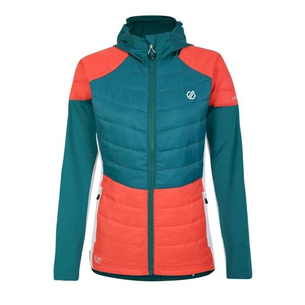 Dare 2B Womens/Ladies Culmination Wool Padded Hybrid Jacket - Fortune Green/Neon Peach/White - 