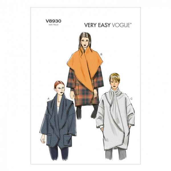 Vogue Sewing Pattern 8930, Coats, Jackets for Women, XS-S-M - Easy