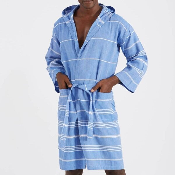 Cotton and Olive Trendy Unisex Cotton Hammam Robe, Royal Blue | SECONDS