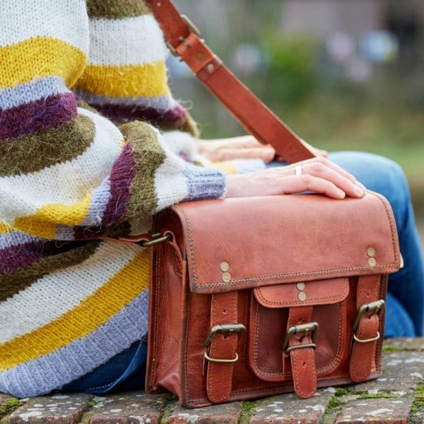 Paper High Brown Leather Satchel