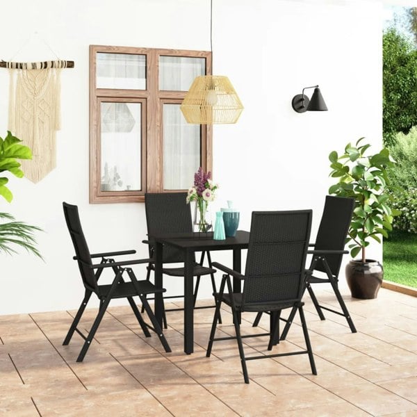 Berkfield 5 Piece Garden Dining Set Black
