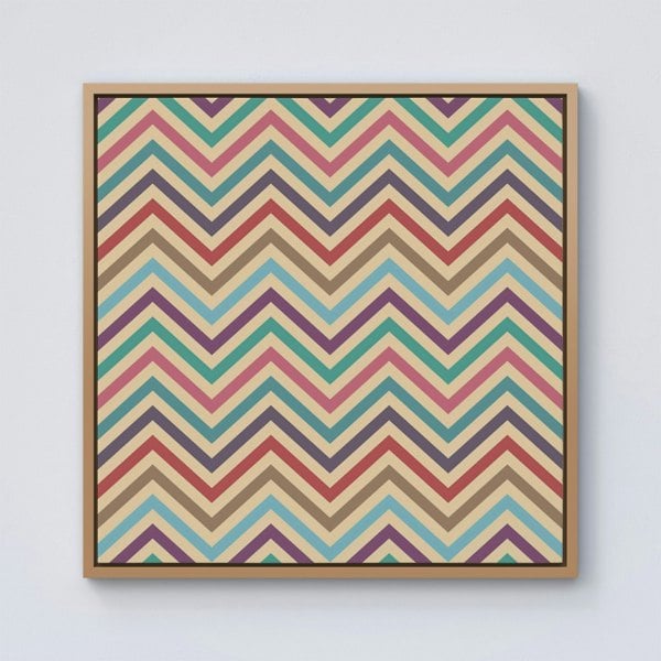 Warren Reed Geometric Vintage Colored Chevron Pattern Framed Canvas