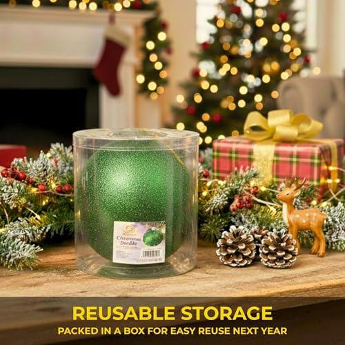 25cm Dark Green Glitter Christmas Bauble for Tree, Home and Seasonal Decorative Displays image 4