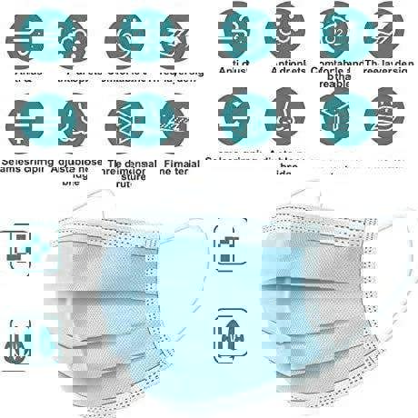 50 Pcs Pack Face Masks 3 Ply - 3 Layers - Sealed Bag