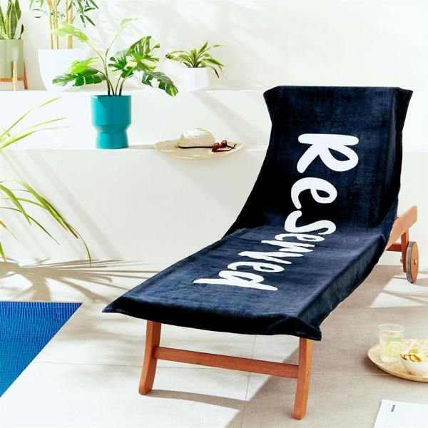 Reserved Black/White Beach Towel Lounger 76x200cm