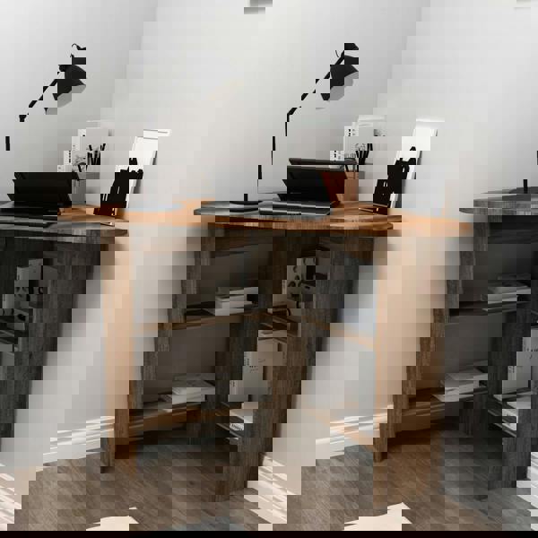 Destina Home Corner Computer Desk with Shelves-Gredos