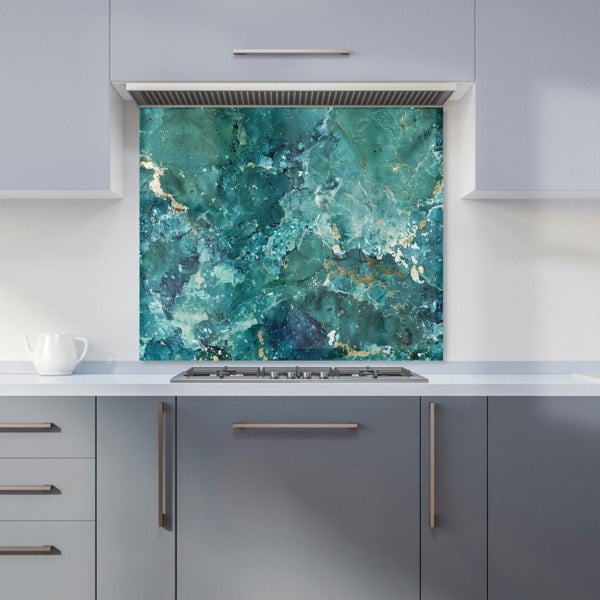 Warren Reed - Designer Bright Teal Quartz Effect Kitchen Splashback