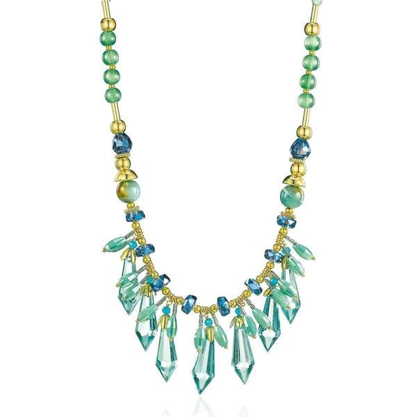 Pia Blue Crystal Necklace, Mint & Navy Gold-Tone Statement