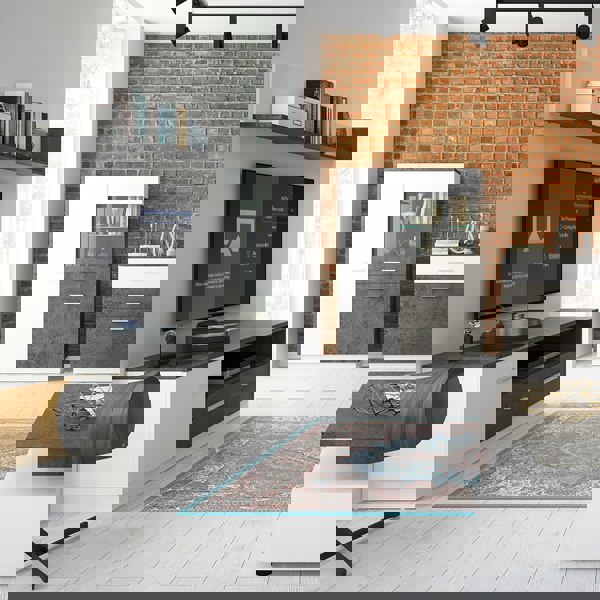 Furniture To Go Zingaro Low display cabinet (RH) in Grey and White