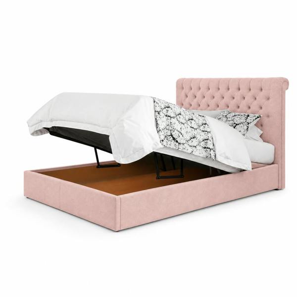 Great British Beds Sleigh Divan Ottoman Bed - Pink Plush