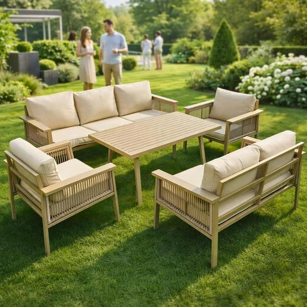 Shatchi Luxury Outdoor Aluminium Sofa Set - Modern Garden Furniture with Coffee Table