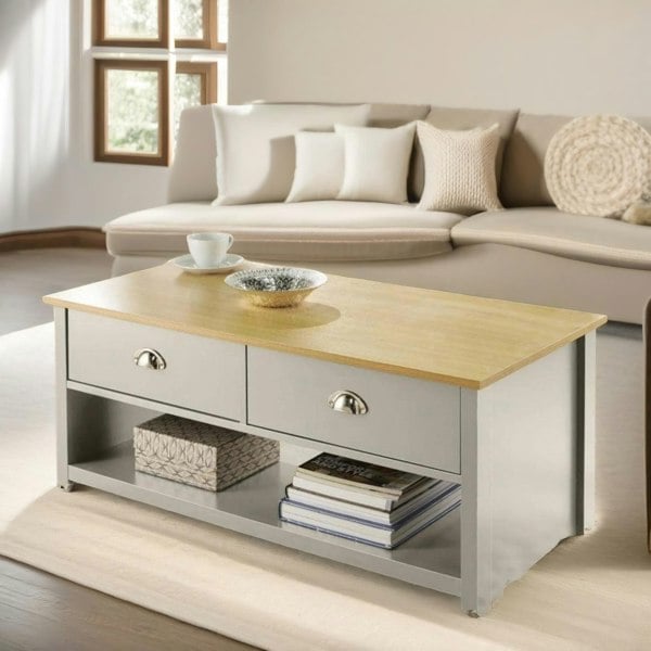 Rafaelo Mobilia Coffee Table With 2 Drawers Grey