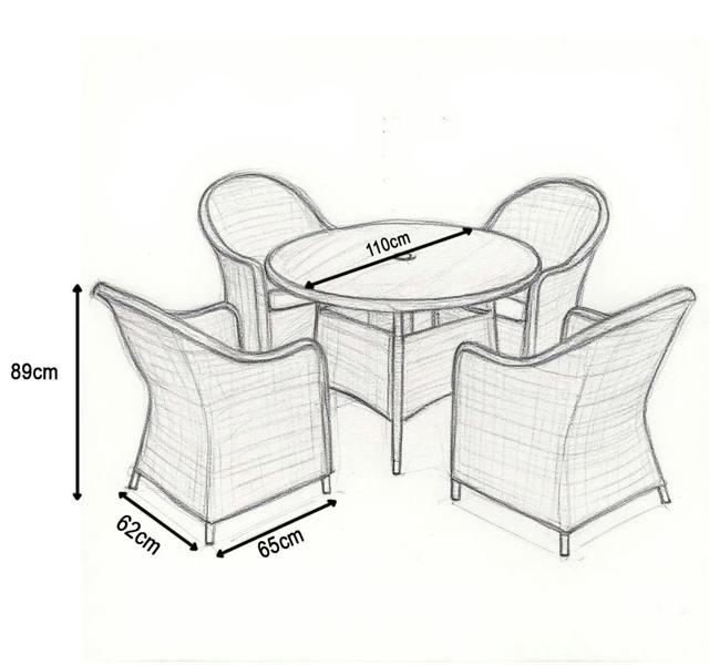 Shatchi Sorrento 4-Seater Rattan Dining Round Garden Table & Chairs Aluminium Outdoor Furniture Set