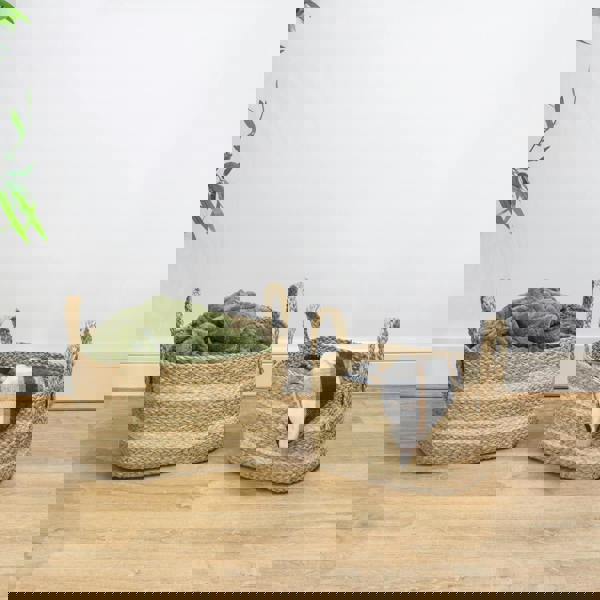 JVL Palma Natural Large Rectangular Woven Storage Basket for Home Storage, Brown