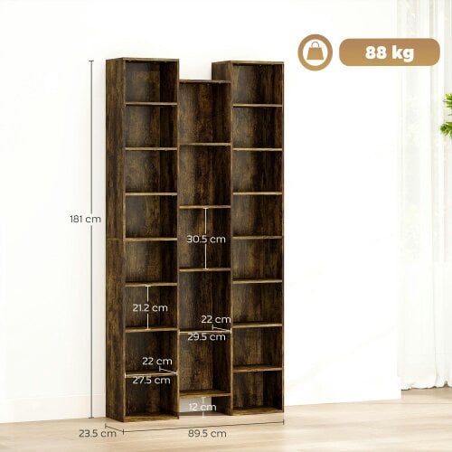 Wyld Haus Elmaso Wooden Brown Twenty One Compartment Storage Bookcase