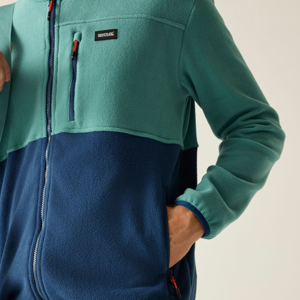 Regatta Mens Frankie Colour Block Full Zip Fleece Jacket - Arctic/Moonlight Denim
