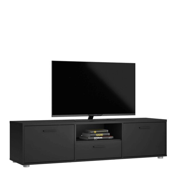 Wyld Haus Nagoya Black Low Compact Media TV Unit 2 Doors 1 Drawer 1 Shelf
