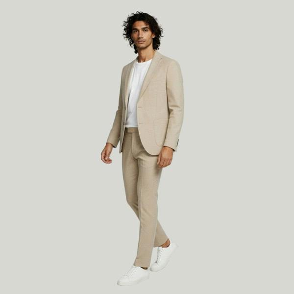 Harry Brown London Adam Wool Tweed Two Piece Suit in Ecru
