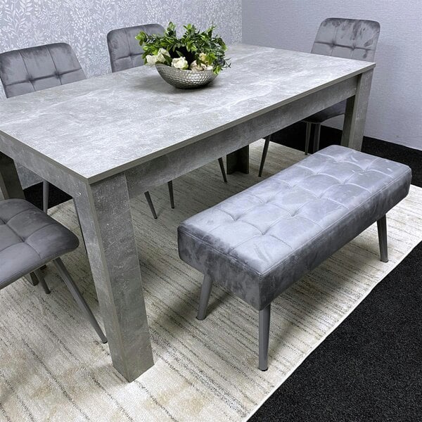 Kosy Koala Grey Wooden Dining Table Set with 4 Grey Chairs and 2 Benches - Dining Kitchen Room Furniture