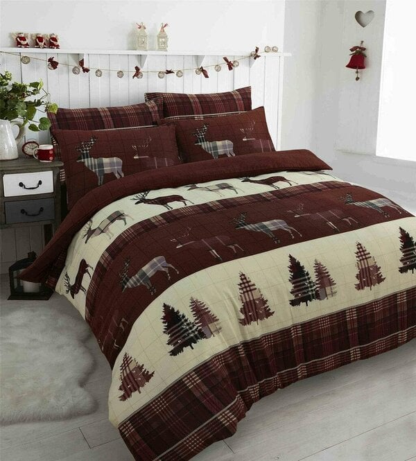 Night Zone Stag Flannelette Duvet Cover Set – 100% Brushed Cotton Warm Bedding