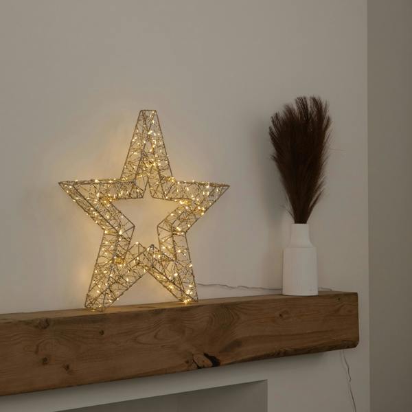 Samuel Alexander 50cm Gold Light Up Christmas Star with 240 Warm White LEDs & Timer
