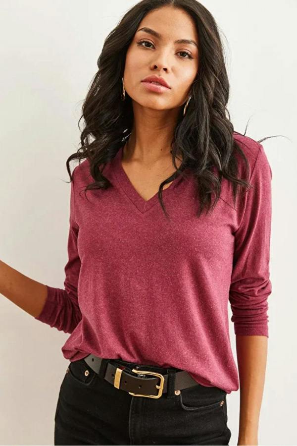 Hoxton Gal V-Neck Wool-Viscose Draped Sweater