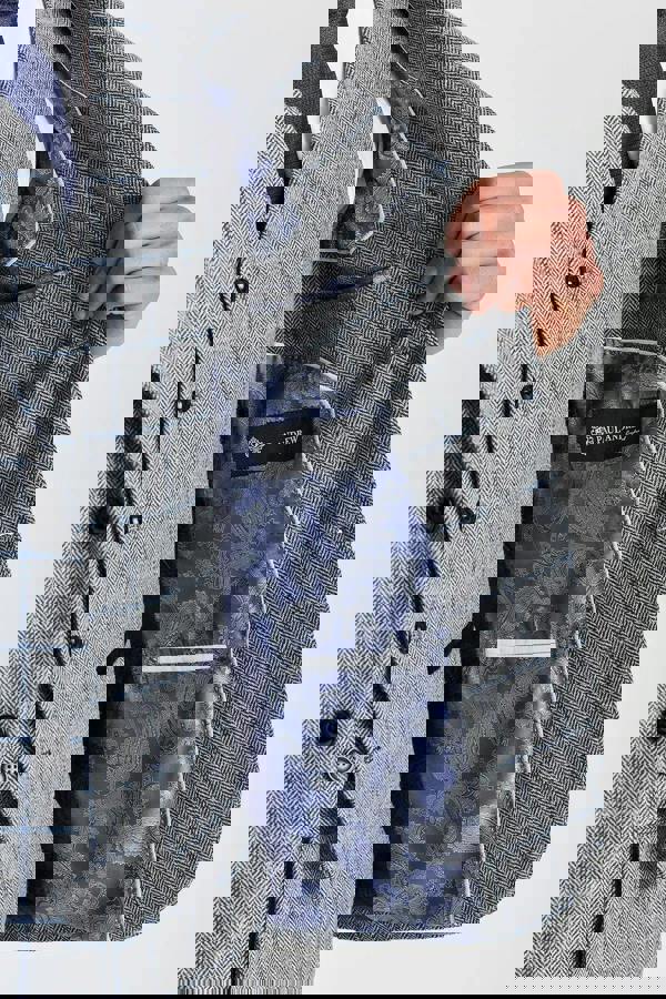 Paul Andrew Harris - Men's Grey Tweed Herringbone Check Blazer