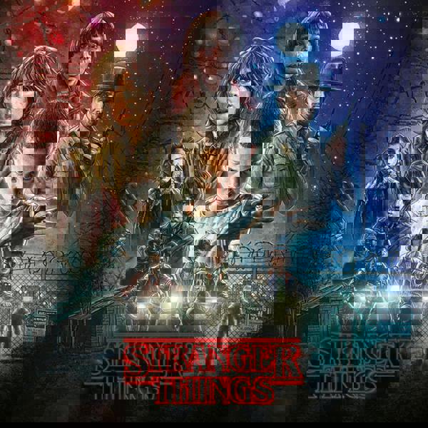 Stranger Things Canvas Print - Red/Moonlight Blue - 