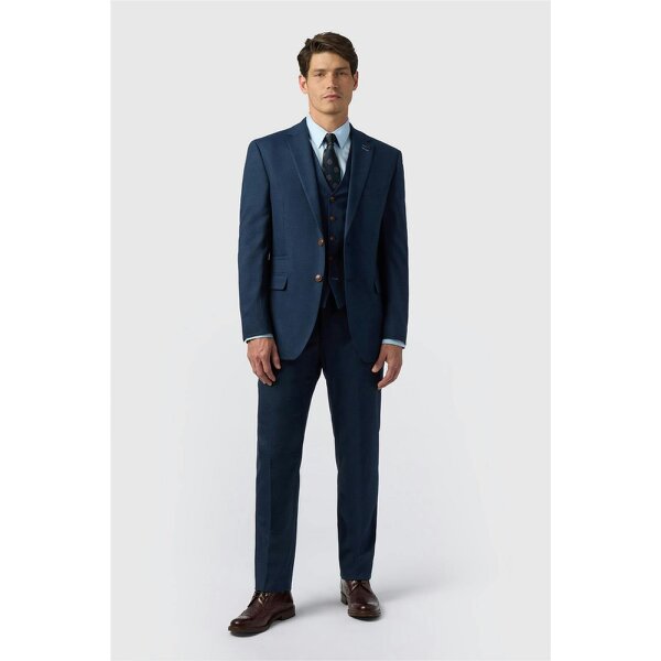 Antique Rogue Regular Fit Navy Texture Stretch Jacket