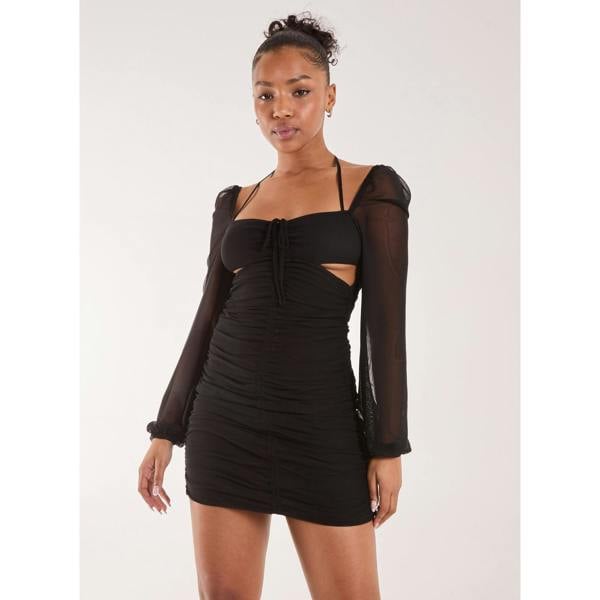 Pink Vanilla Long Sleeve Sweetheart Mini Dress