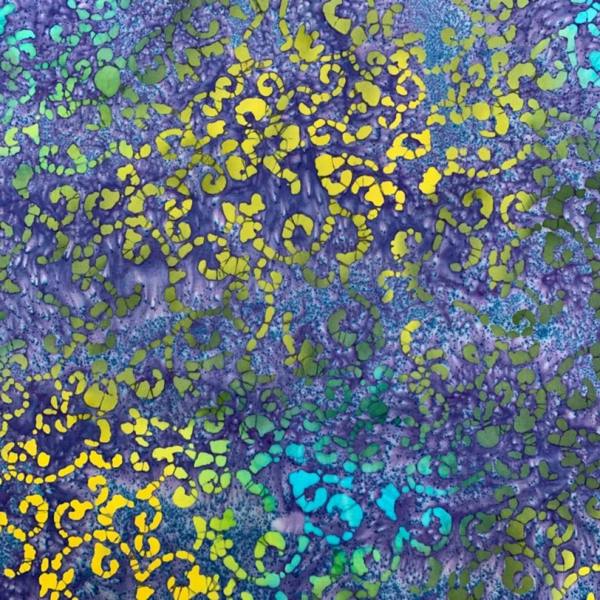 Minerva Purple Cotton Batik Dressmaking & Quilting Fabric per metre, 110cm / 43" Wide