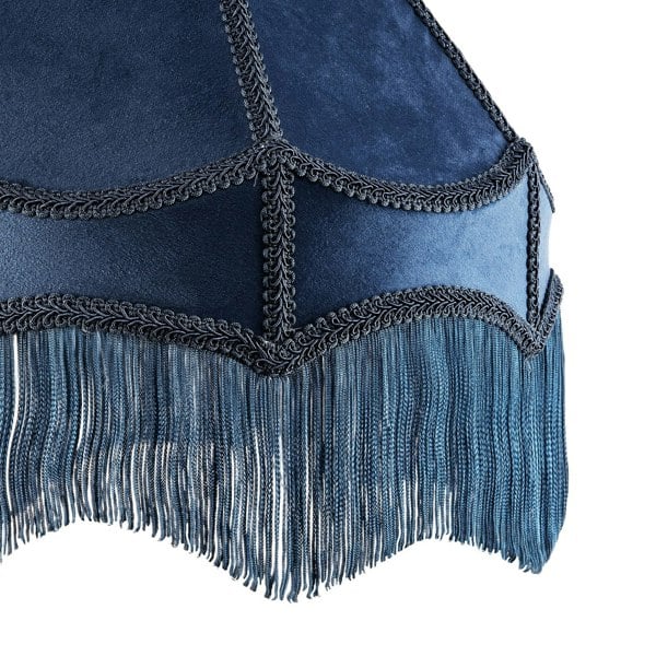 Traditional Victorian Empire 40cm Lamp Shade in Navy Midnight Blue with Tassels Image 3