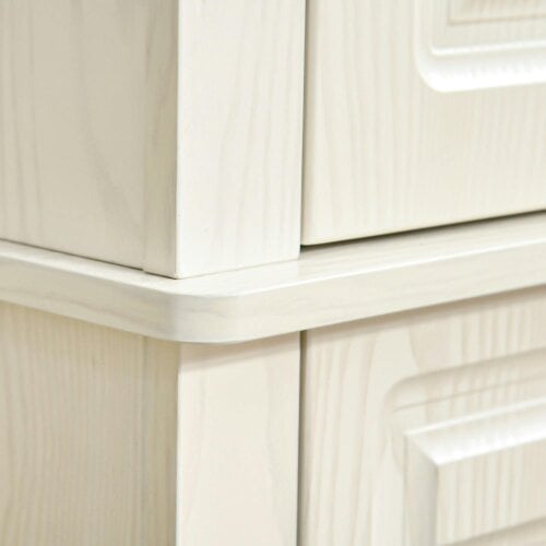 Wyld Haus Tokeri Wooden Cream White Tall Kitchen Pantry Cabinet 4 Doors And Storage Shelves