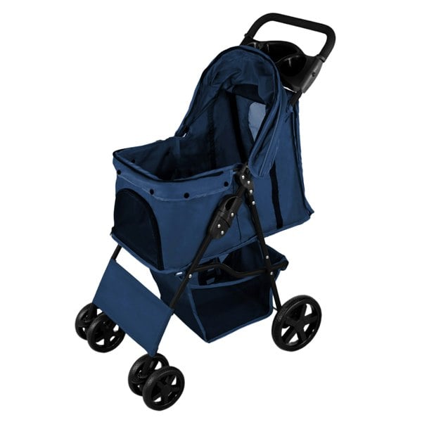 Monstershop Pet Stroller with Rain Cover – Navy Blue