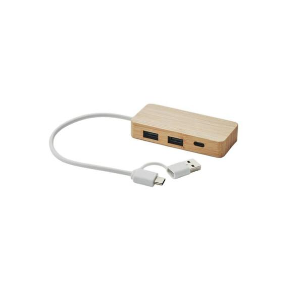 MidOcean Hubbam Bamboo USB Hub - Wood - 