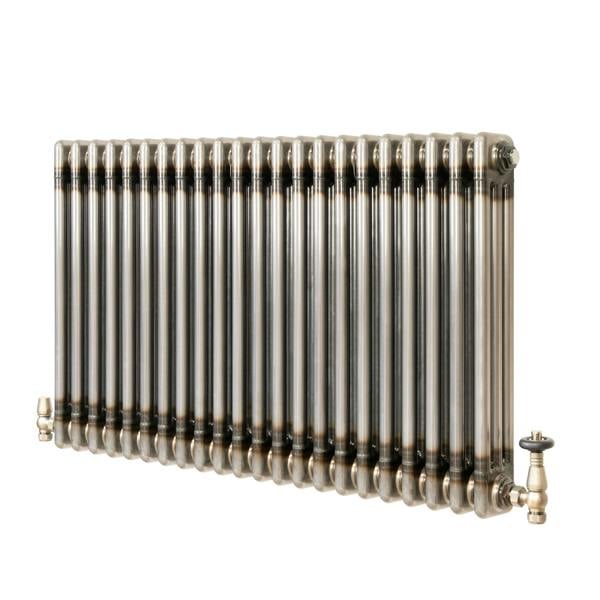 Traditional 3 Column Radiator & Valves – 600mm x 1010mm - Raw Metal