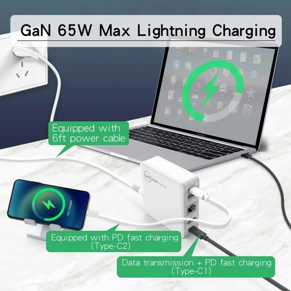 ULTRICS GaN 65W Switch Docking Station for Nintendo Switch OLED, 5 in 1 Portable TV Dock with HDMI, USB-C, USB-A and Ethernet