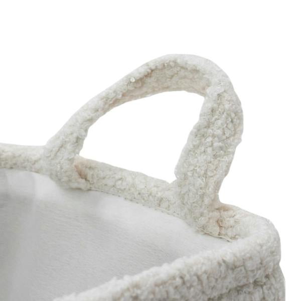 JVL Shiro Boucle Rectangular Fabric Storage Baskets with Handles for Home Organisation, White