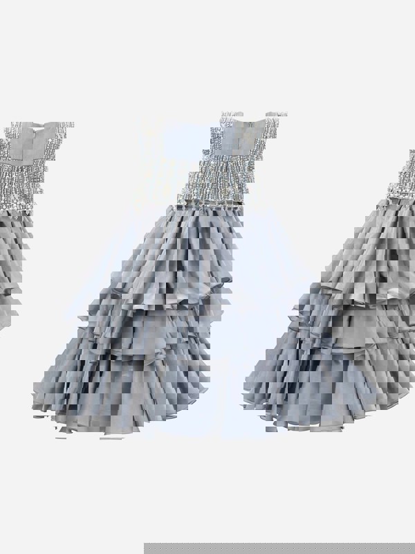 Maison Ava Girls Lumi Icy Occasion Dress in Grey