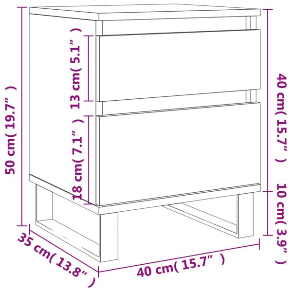 Berkfield Bedside Cabinet Concrete Grey 40x35x50 cm Engineered Wood
