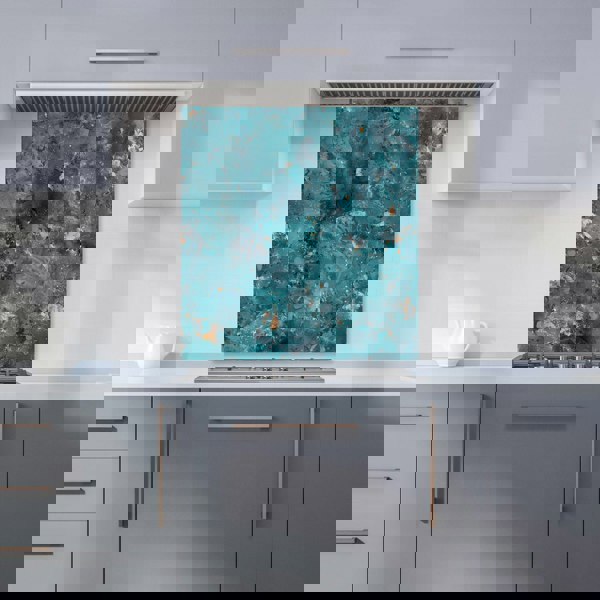Warren Reed - Designer Polished Teal Quartz Effect Kitchen Splashback